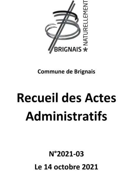 Recueil des actes administratifs (RAA) – 3e trimestre 2021